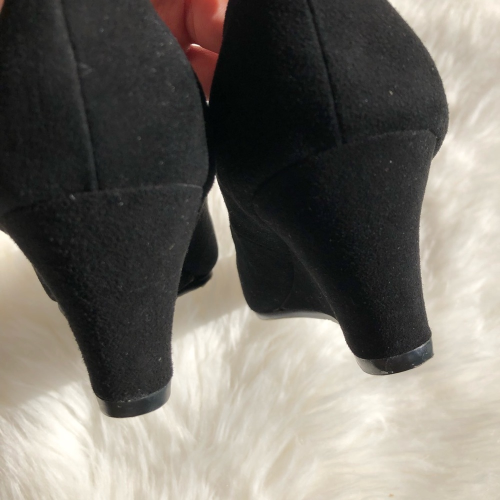 NEW Tory Burch Reva black leather wedge heels 5M - Picture 5 of 8